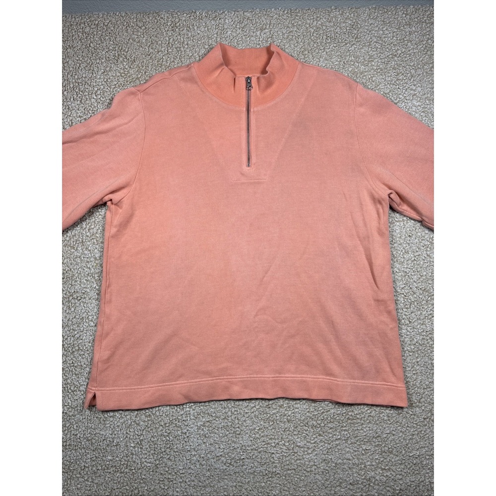 Pendleton 1/4 Zip Pullover Sweater Mens XL Peach Long Sleeve 100% Cotton